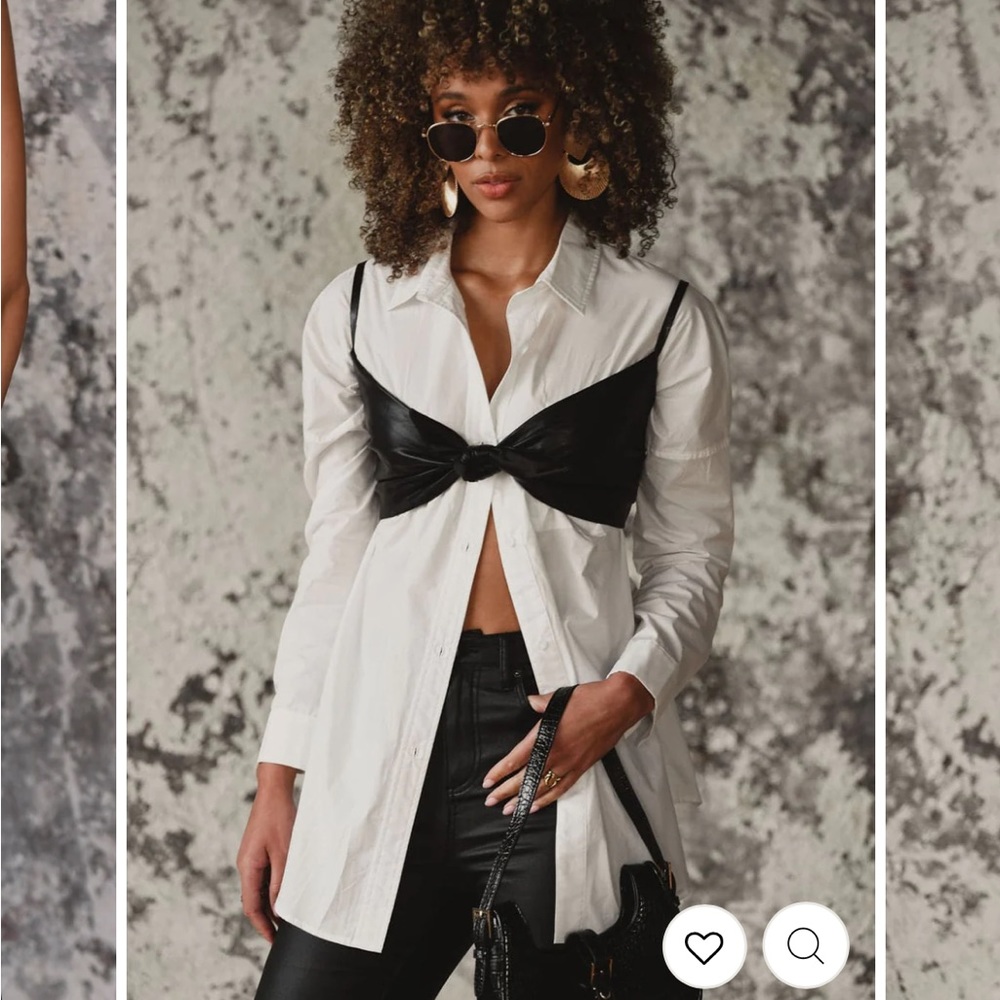 Milania Black Leather Tank Top